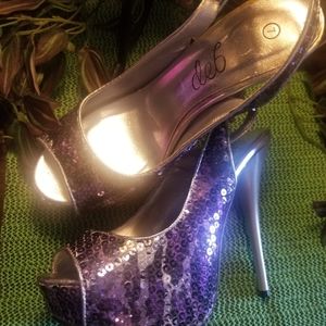Sexy purple sequined stilettos